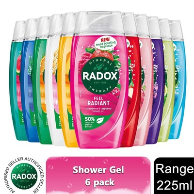 6x Radox Mineral Therapy Duschgel mit stimmungsaufhellendem Duft, 225ml