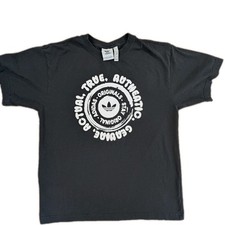 Adidas Originals Mens Graphic T-Shirt Medium Black Trefoil Logo Tee Cotton