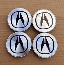 4pcs Acura 69mm Wheel Rim Center Hub Caps Cover Silver Black Logo Emblem Badge