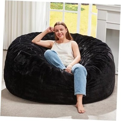  Bean Bag Chairs Giant Beanbag Chair with Filler, 4FT - 44  x 44  x 24  Black