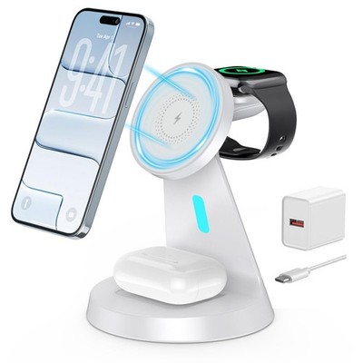 3-in-1 Wireless Charging Station for Apple MagSafe Charger Stand Fast Magnetic C