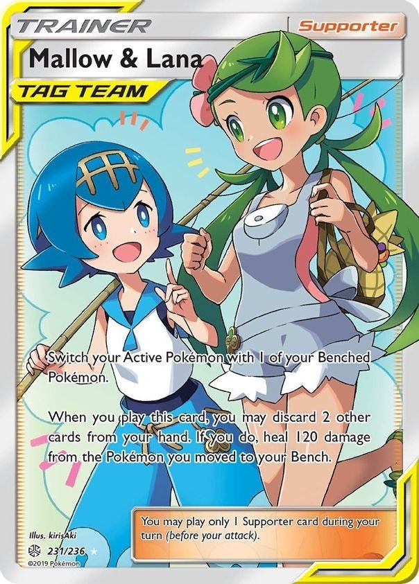 Mallow & Lana - 231/236 - Pokemon Cosmic Eclipse Sun & Moon Full Art Card NM