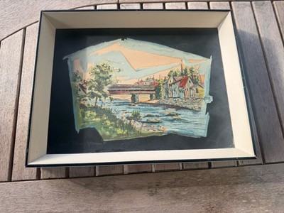 Jack Amoroso Serigraph Watercolor Print West River, Vermont 10X14  Framed MCM