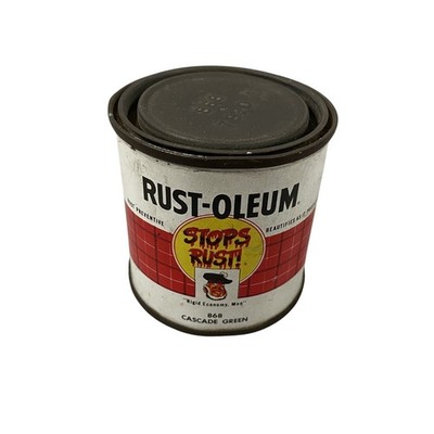 Vintage Rust-oleum Stops Rust 1/2 Pint 8 oz Cascade Green 868 Paint