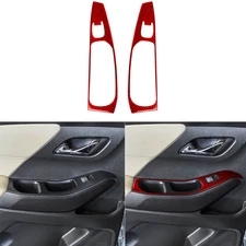 Red Carbon Fiber Rear Window Lift Switch Trim Panel For Chevrolet Traverse 18-23