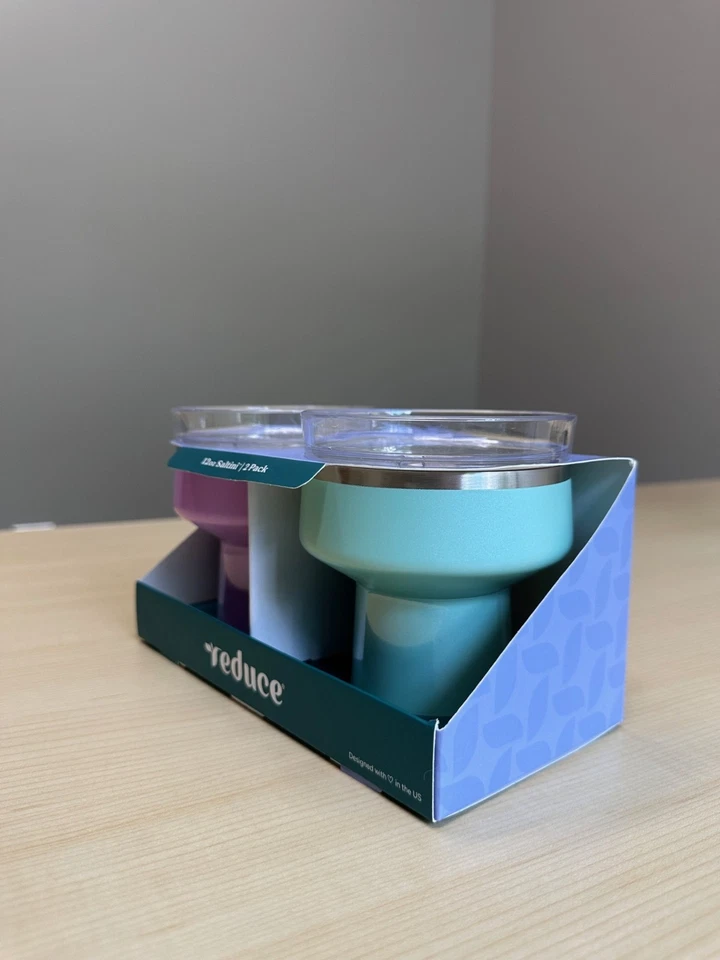 Juego de 2 Vasos Saltini por Reducir 12 OZ Cóctel 360° Sal y Bebo Tapa Salable Foto 3 de 4