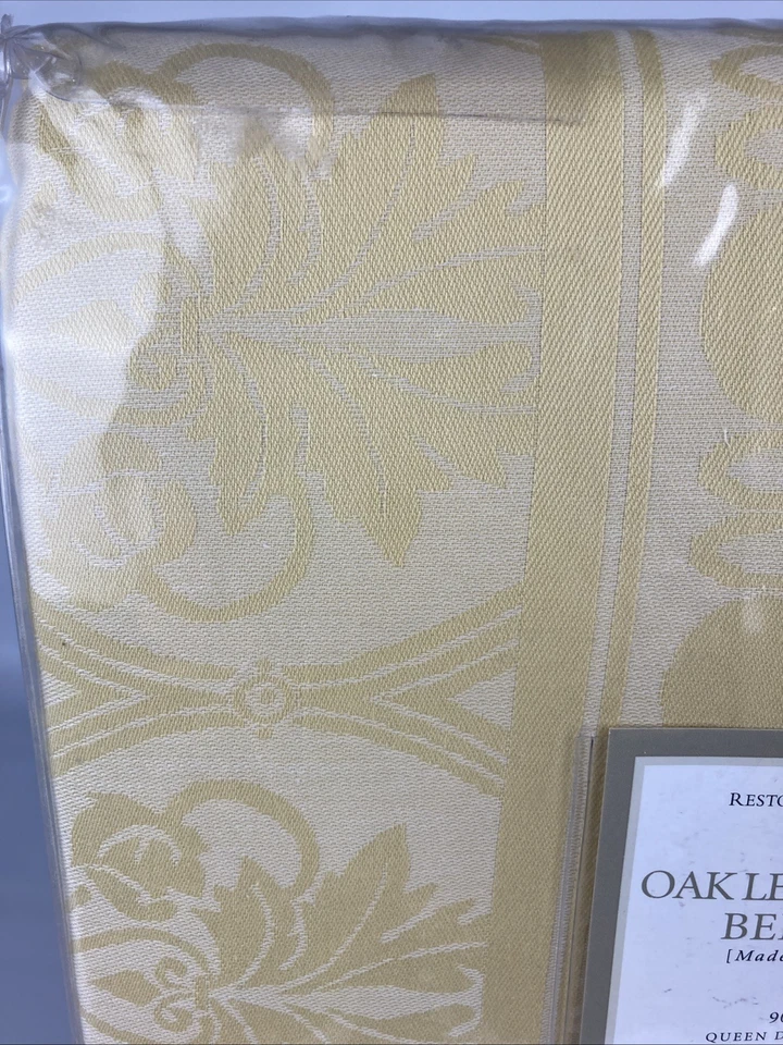 Funda nórdica Restauración Hardware Queen hoja de roble damasco oro amarillo Portugal Foto 4 de 4