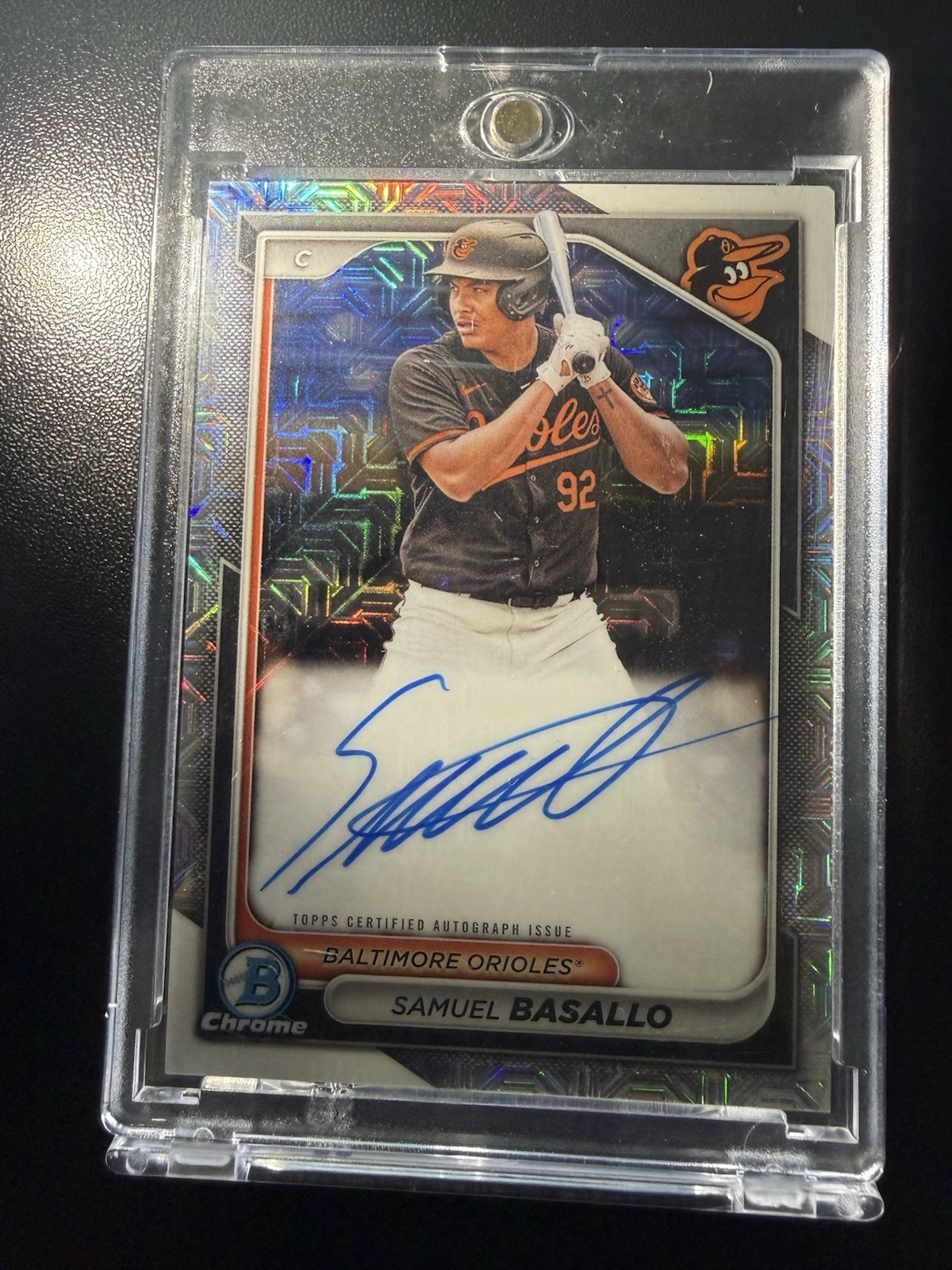 Samuel Basallo 2024 Bowman Chrome Prospect Mojo Auto #BMA-SB Baltimore Orioles