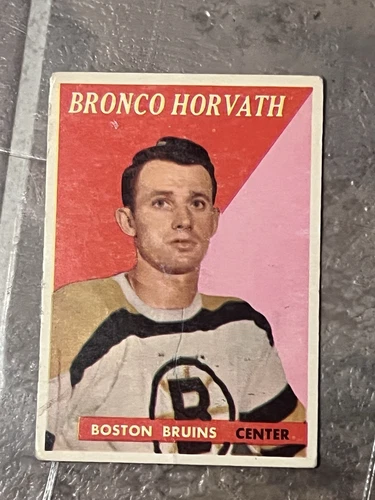 1958 Topps Bronco Horvath Boston Bruins #35 Hockey Card Creased