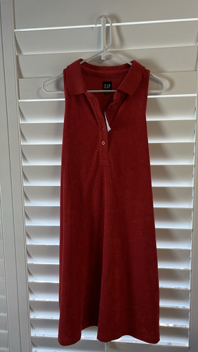 NWT GAP Red Terry Cloth Sleeveless Shirt Style Dress Swimsuit Coverup XL