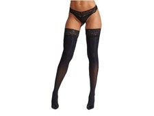 🦵Ann Summers Lace Welt Opaque Hold Ups Size S/M  Black