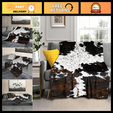 Cozy Cow Print Throw Blanket - Soft Flannel Lightweight 50x60" for All Seasons,