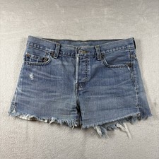 Levi's 501 Cut Off Jean Shorts Button Fly Womens Size 25 Distressed Y2K 1676