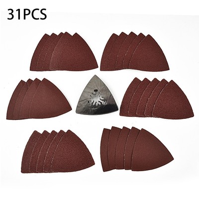 31pcs Oscillating Multi Tool 60/80/120 Grit Sanding Paper Triangular Sand Disc