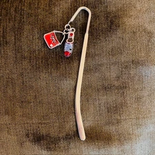 Brighton Bookmark Silver Tone Dangle w Red Enamel Purse & Shoe Charm Hook Style