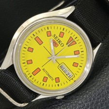SEIKO 5 AUTOMATIC VINTAGE JAPAN 6309A MENS YELLOW COLOR DIAL WATCH a702714-3