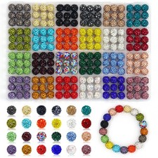 216 Pcs 10mm Clay Rhinestone Beads, Glitter Sparkle Baseball Beads, Shiny Dis...