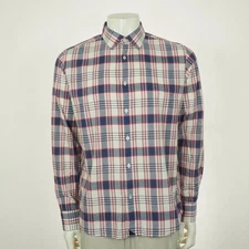 Untuckit Button Down Shirt Mens Large Beige Plaid Francavidda Slim Fit Cotton