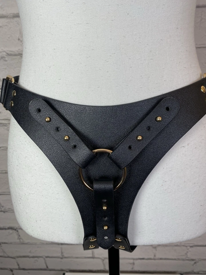 Womens Black Vegan Leather Harness Underwear Fully Adjustable Size Medium-Large - Image 3 of 4