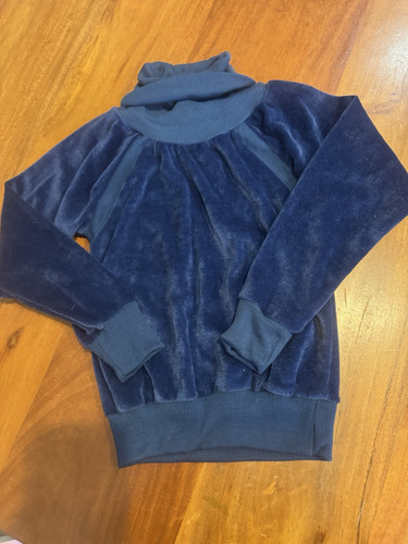Velour Shirt Pullover Vintage 70s Blue Boys 5 6 Turtleneck