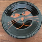Fiesta Cat Black Body Orange Face Vintage Halloween 9" Luncheon Plate HTF Eyes