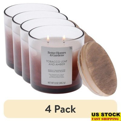 Tobacco Leaf Amber Scented 2-Wick Jar Candle 12oz Warm Fragrance Home Decor New