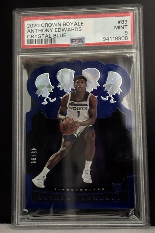 Panini Crown Royale 2020-21 Anthony Edwards Rookie Blue Crystal /99 PSA 9