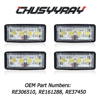 4PCS 6000K White LED Upper Cab Light Lamp For  Deere 8100, 8200, 8300, 8400