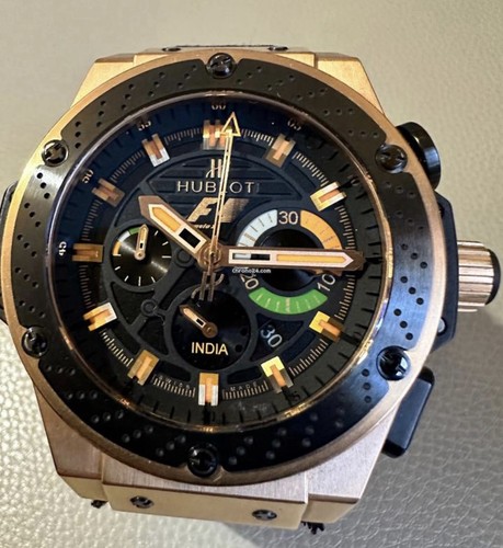 Hublot King Power F1 India Limited Edition 18k Rose Gold Auto Chrono 022/200 w.B