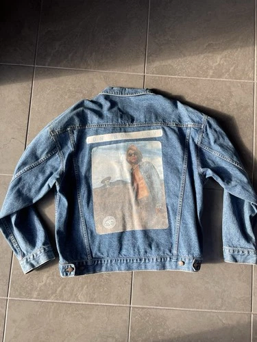 Vintage Bon Jovi One Wild Night 2001 Tour Denim Jacket XL Haleman Custom Patch image 2