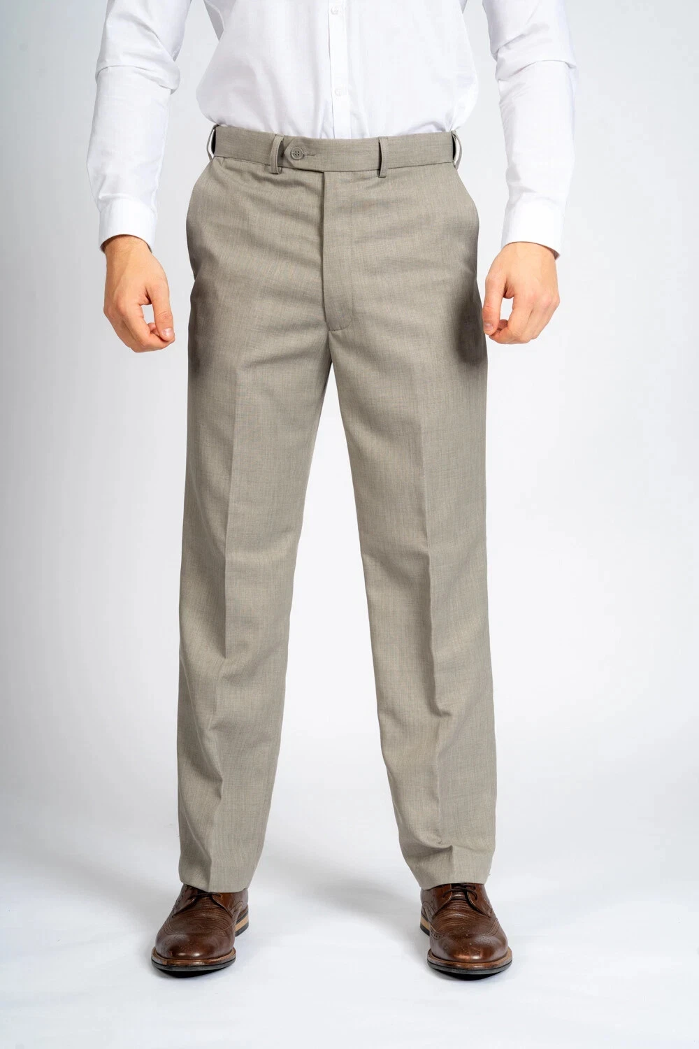 Mens Smart Trousers Summer Flex Waist Lightweight casual Formal Pants Slacks