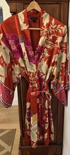 Natori Kimono Robe Womens L Red Floral Satin ...