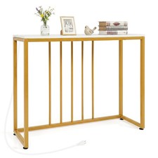 Console Table w/Built-in Charging Station, Heavy-Duty Metal Frame for Foyer