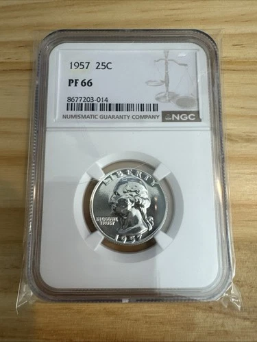 1957 25 C Washington US Silver Quarter PF 66 NGC CAMEO SUPERB Coin 🔥🔥
