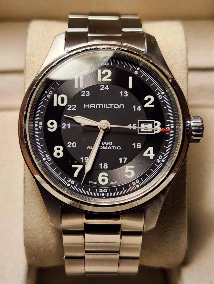 Reloj Automático Titanio Hamilton Caqui Campo Estilo Jazzmaster Duradero Elegante Foto 4 de 4