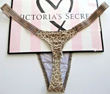 Victoria's Secret PINK - S Logo Cotton Micro Thong Panty - Leopard Cheetah Small