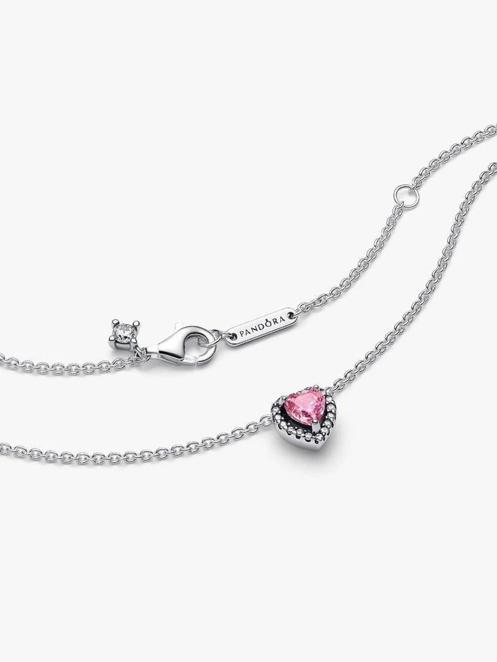 Collana Pandora Cuore In rilievo rosa 398425C02-45 argento zirconia cubica - Immagine 2 di 3