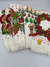 Vtg B&D, Royal Treasure Holiday Kitchen Towels Christmas Wreath Santa Set of 5