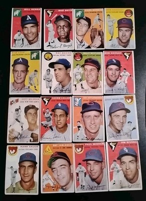 1954 Topps Baseball Card Lot - 17 Different - W/ Hank Sauer and Ray Jablonski