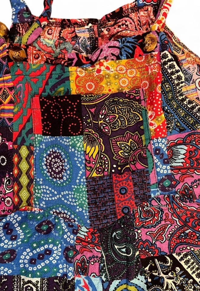 Patchwork Overalls Front Pocket Size 16 Women's - image 3