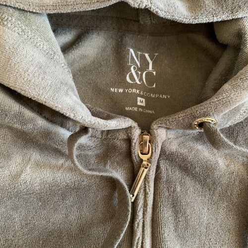 NY & CO Damen Gr. M oliv 2-teiliges Samt Hoodie & Hose mit weitem Bein Set - Bild 5 von 14