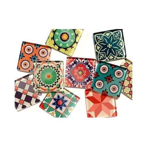 Spanish Inspired Glass Tiles 2.5cm - Mix 4 (HM) Mosaic Tiles Art Craft - Picture 1 of 2