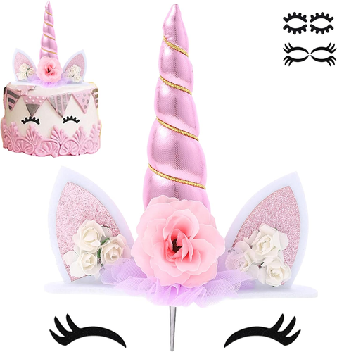 Unicorn Cake Topper Birthday Party Supplies Cute Handmade Cake Decoration Pink U