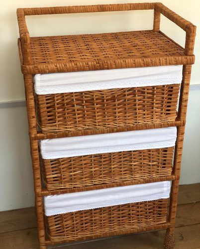 NEW! handmade small wicker dresser chest of 3 drawers boho rattan furniture - Picture 4 of 5