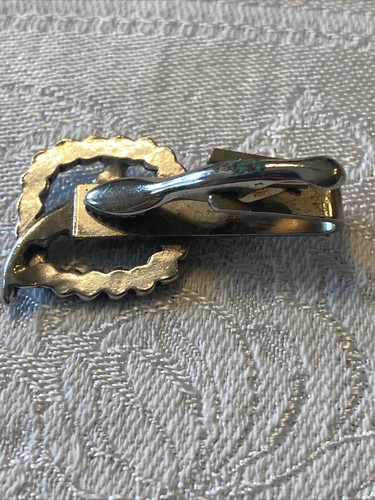 Matching Tie Clip & Cuff Links Silver Colored with Fish & Twists - Picture 4 of 9