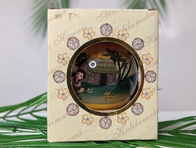 Mele Kalikimaka Hawaiian Glass Hand Painted Christmas Ball