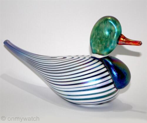 GRANDE De Colección VINES Pato SiGNED 10" Tirado Pluma Iridiscente ArT GLaSs AURENE 1994 - Imagen 2 de 13