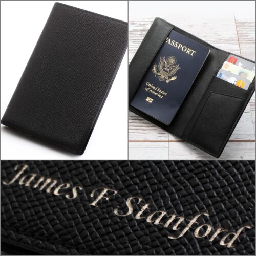 Free Engraving RFID Blocking Leather Passport Holder Card Case Travel Wallet NEW - Picture 1 of 5