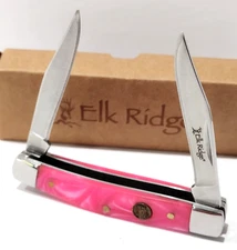 Elk Ridge Pink MOP Pearl Swirl Camping Hunting Folding Pocket Knife EDC