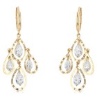 Ioka - 14K Yellow Gold Cz Stone chandelier Pear Cut Dangle Hanging Drop Huggies